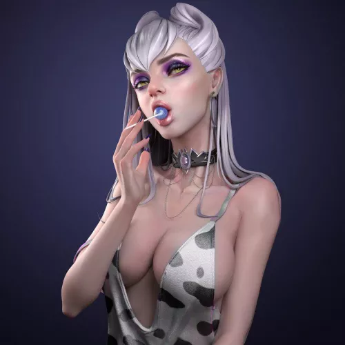 Evelynn and her lollipop (Sun Heyi) by Spofefe