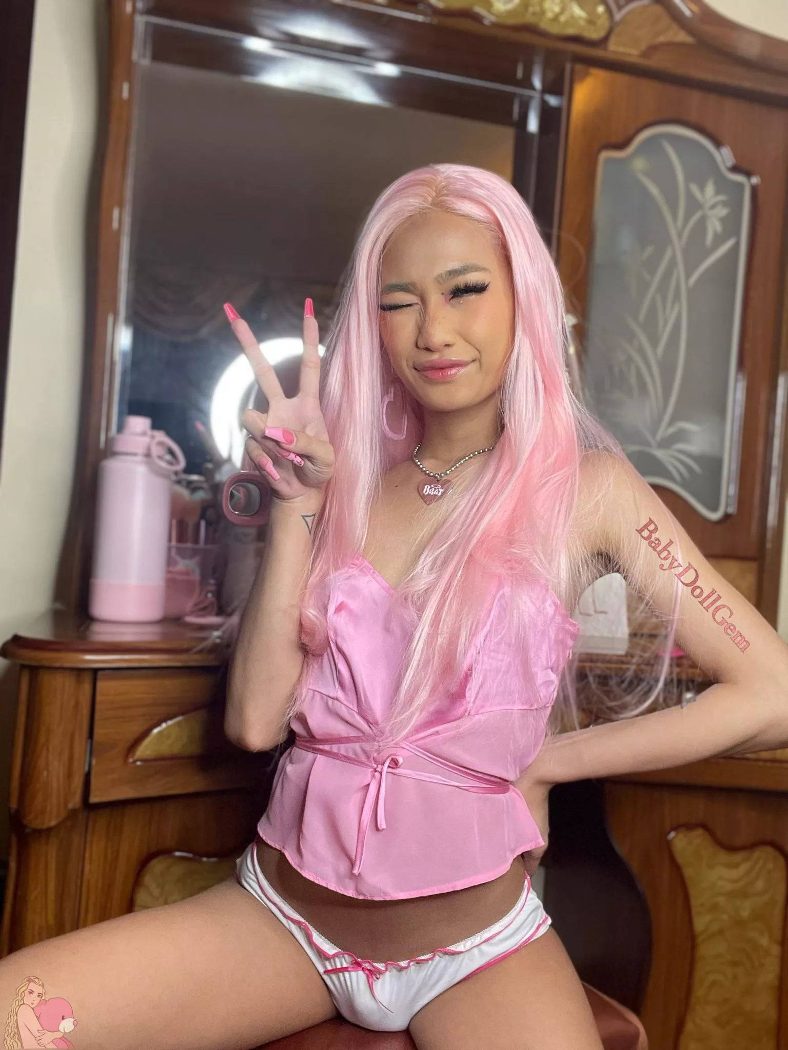 Even my tiny clitty can make a bulge ☺️ posted by babydollgemm