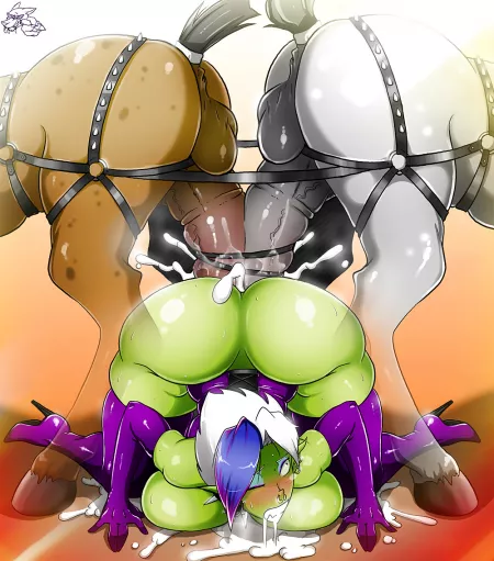 Extreme double horsecock penetration (gmeen) by sillysausages__