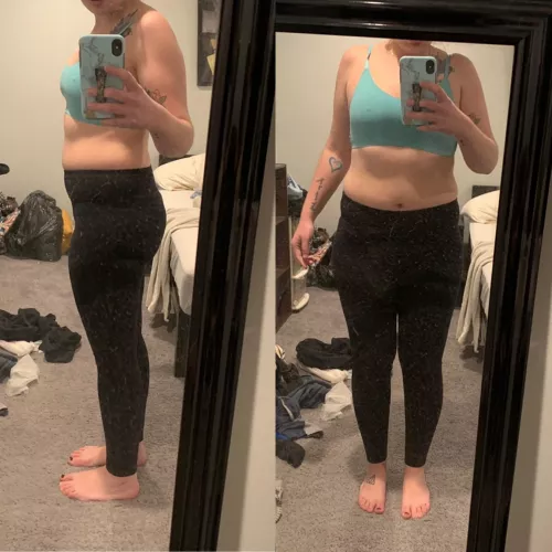 F/ 5’4”/152 - Just got myself a personal trainer. I started 3 weeks ago, 2 days a week. I did weigh myself today and lost 8 lbs, which is great but how long did it take to see the results? Some words of advice would be great! by Loose-Lime9406