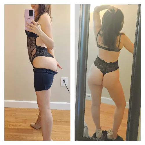 [F] At 43 years old my ass is still so thick and tight I can't easily slide my shorts over it. Guess I'll leave them down today. You don't mind do you? by miss_violette_