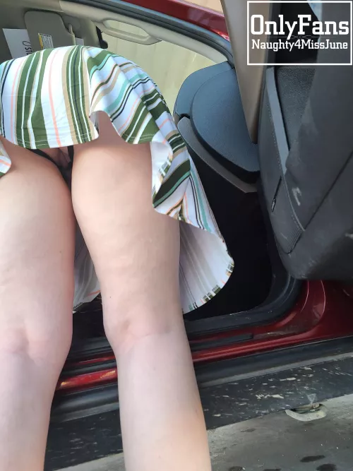 [F] uOt and about in my new dress and VS crotchless lingerie. Decided I need to clean out the truck a little. Hope you enjoy the view?? by wentrabbit