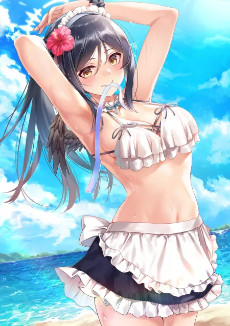 Fallen angel maid at the beach [Original] by midnightassassinmc