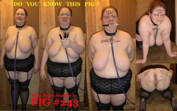 Fat pig slut. Gross but abuse is all she has known and she's most at home simply acting like a pig for your amusement. Desperate to please, craves debasement, and will do anything. Perfect for tormenting with your drunk friends for a laugh without worry by dogsarecute582