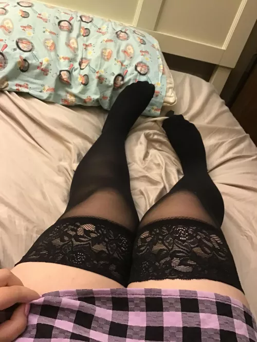Feeling confident and sexy wearing my cute new thigh highs! （＾ω＾）22F by GeneSignificant8704