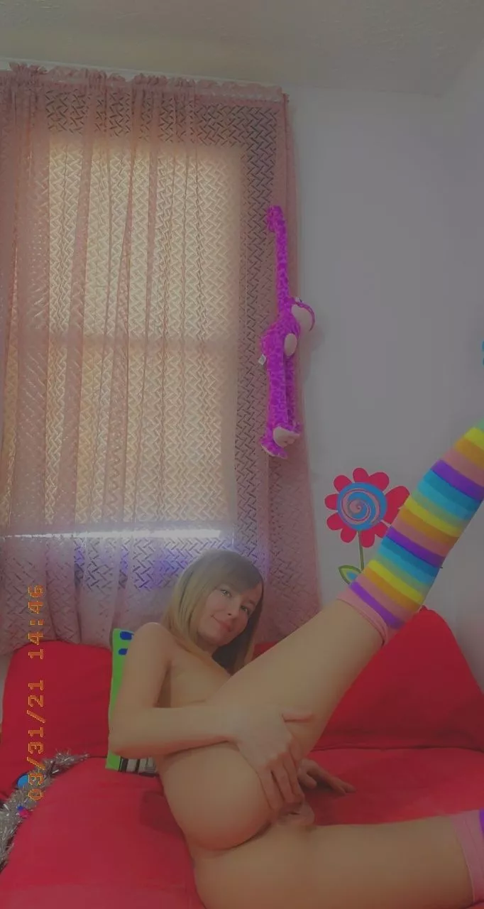 Feeling cute in my rainbow thigh highs! (OC) posted by hollysnaps