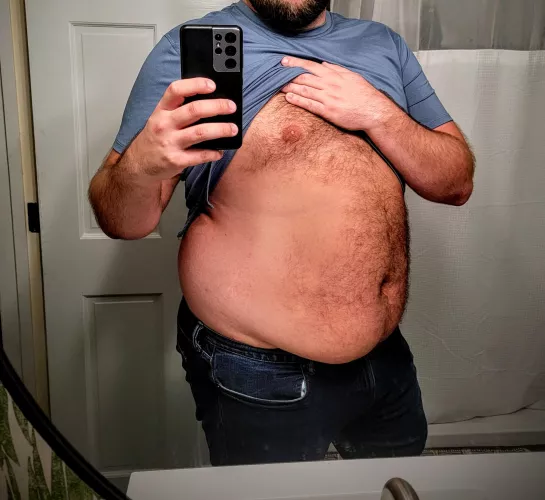 Feeling the belly this morning. Added a nip slip for a little spice 😏 by hermaphranick