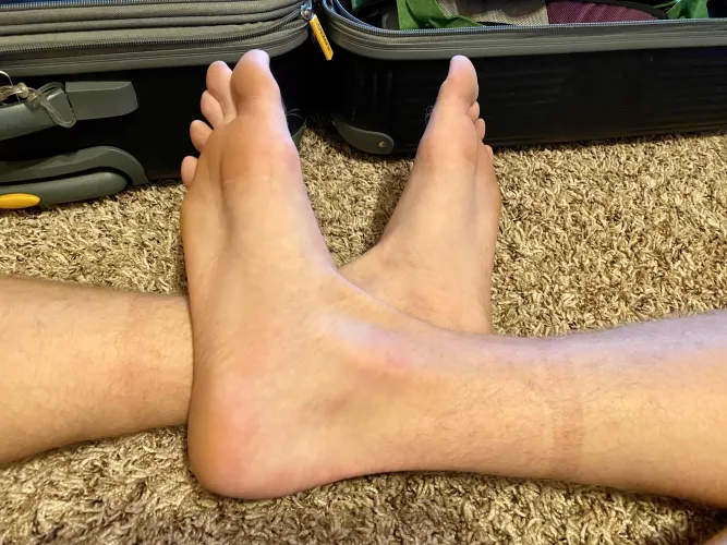 Feet are aching after walking all day. It felt so good to take my socks off, and I could definitely go for a rub now. by BlondeBoyFoot