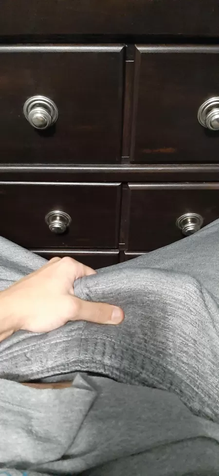 Felt it looked good in my grey sweatpants by PM_UR_BREAKUP_BOOBS