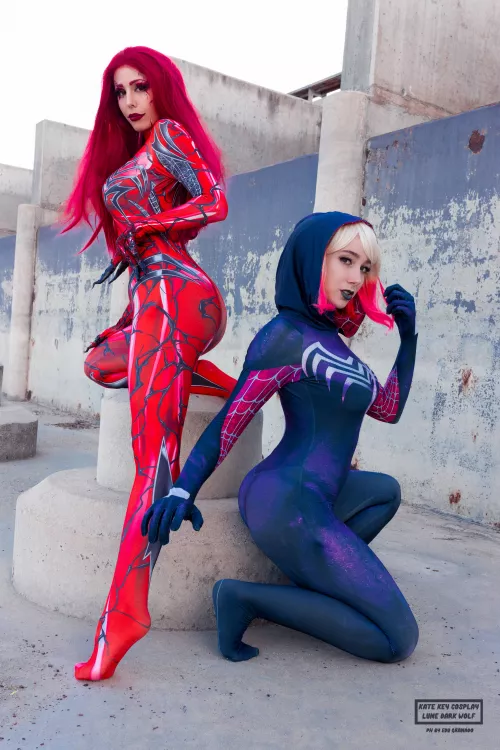 Fem Carnage x Gwenom cosplay by Kate Key and Lune Dark Wolf by katekeycosplay