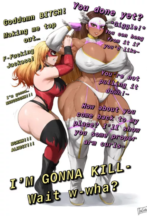 Fiery Competition!!! [Yuri] [Teasing] [Muscles] [Abs] [Huge Thighs] [Crush Like Sparrow’s Egg~] by Bluegirl343