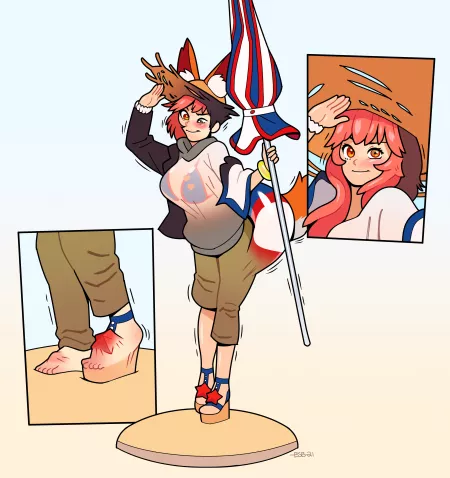 Figures! This stand was a trap! (M Human -> F Fox Girl Figurine; Inanimate) (Fate/Extra) by Blackshirtboy by Silvia_the_Kitsune