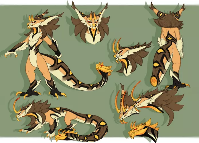 Finally got around to making a ref sheet for my sona! by Dread-Dragoona