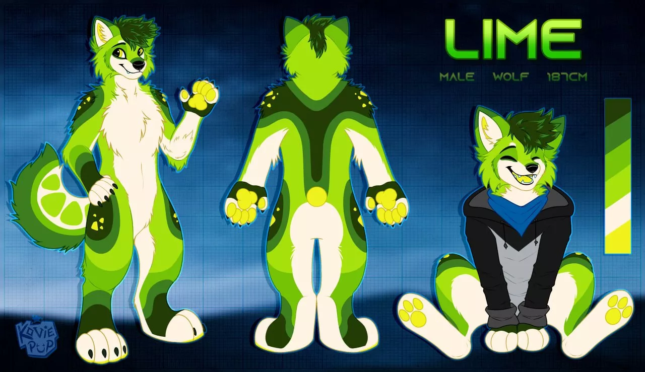 Finally got my first ref sheet done, by Kovie pup! Links in the comments. posted by Larax22