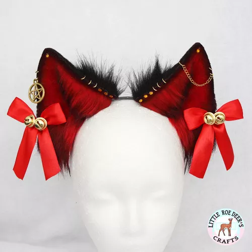 Finished custom ears UwU I love black & red combination (ears by me) by siarczi