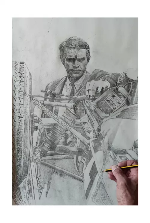 Finished pencil drawing of Steve McQueen. Next step Indian ink. by No_Chain_7227