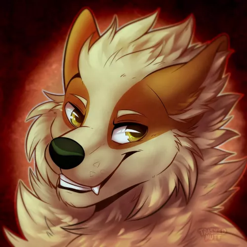 Fire Dog 🐶🔥 (art by me - trashedmutt on Twitter) by trash-mutt