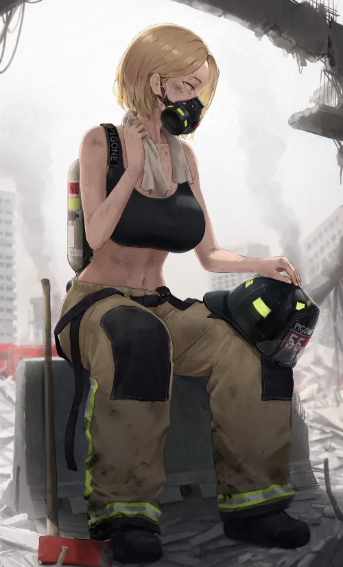 Firefighter Girl [Original] by CheetahSperm18