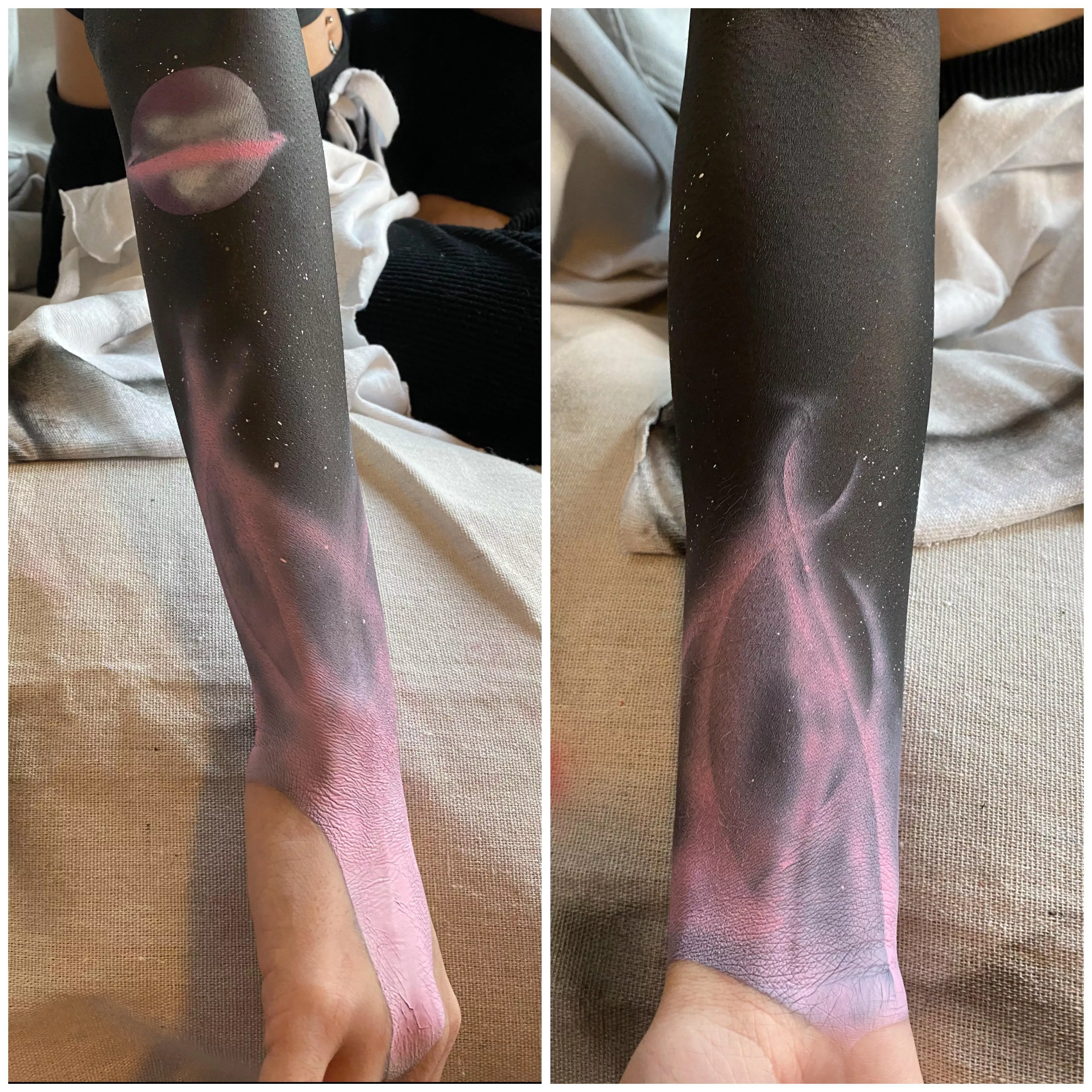 First attempt at airbrushing on skin, I know I messed up the ring but 🤷🏻‍♂️ posted by Smittys_Crafts