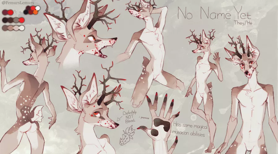 First ref sheet for my current sona! Got a bit impatient halfway through, thinking of remaking it once again soon - Art by me @femurslemurs by femurslemurs