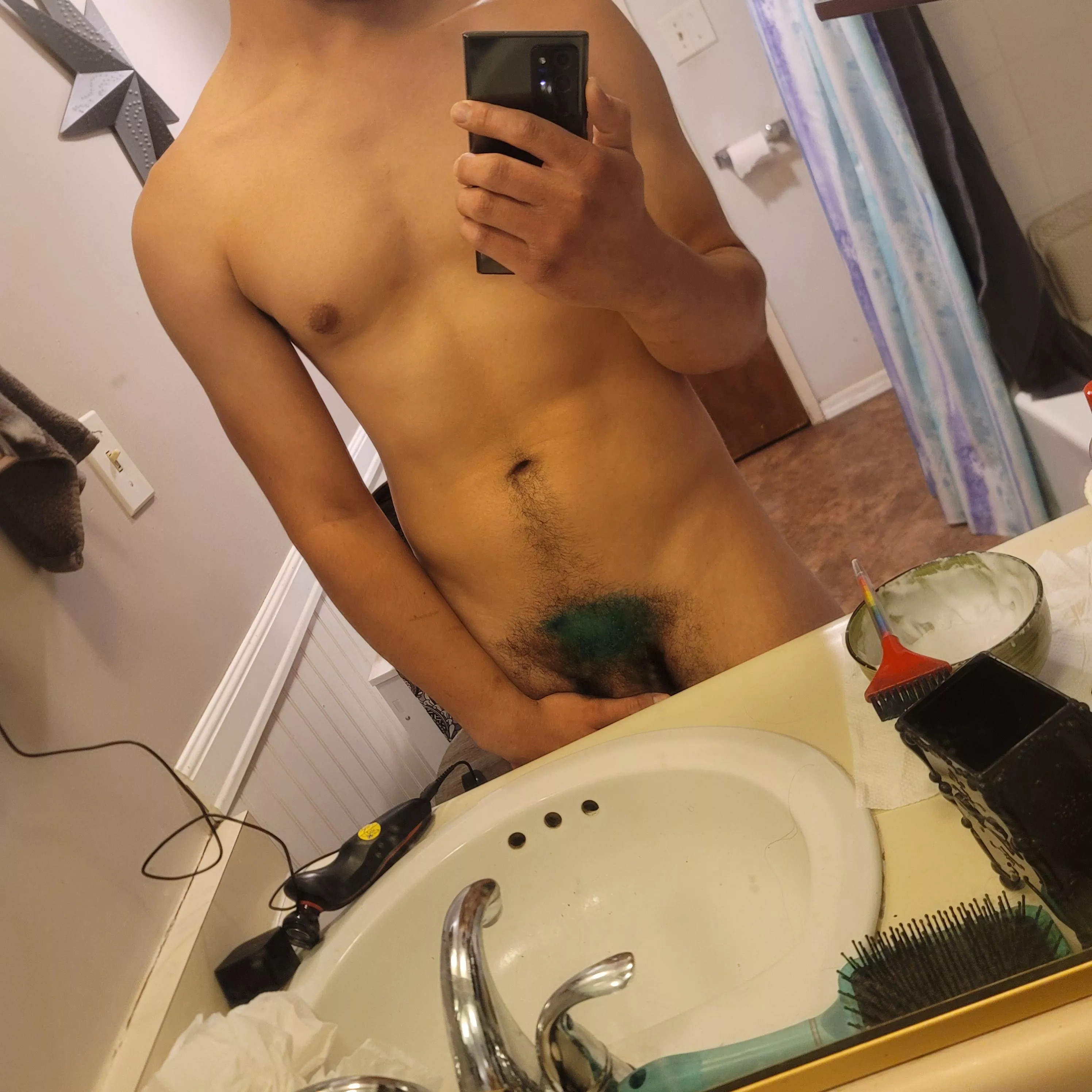 First time dying my pubes. Who wants the shaved completed version? posted by My3volved