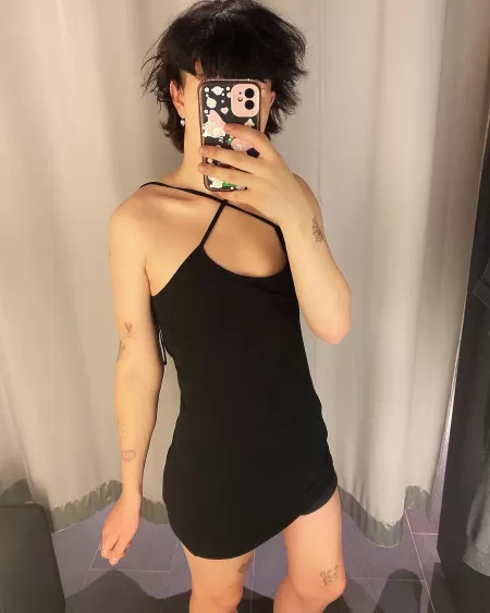 first time trying on feminine clothes in public, i was really anxious but i found this dress that fits me really well!! ❤️ by NinaXKatrina