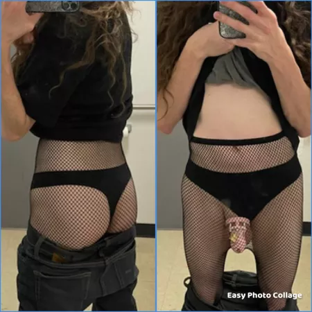 Fishnets and chastity is an amazing combo. Don’t you agree ? by ShySissySamantha