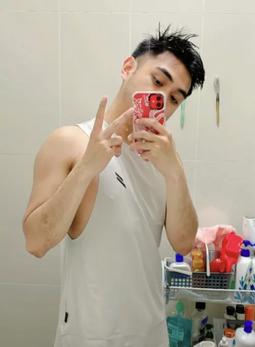 Fitting out muscle tees for the first time in my life! by JakeMattAntonio