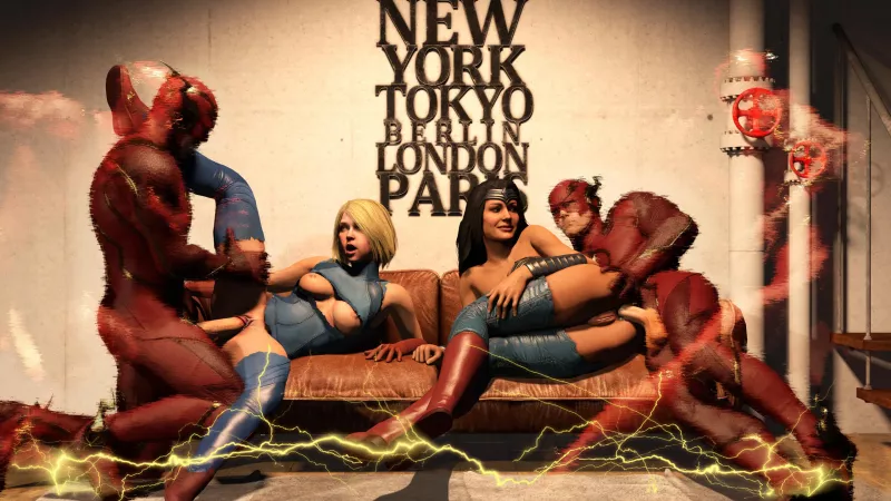 Flash fucking Supergirl and Wonder Woman at the same time (WintersSFM) [DC Comics] by daniel650000