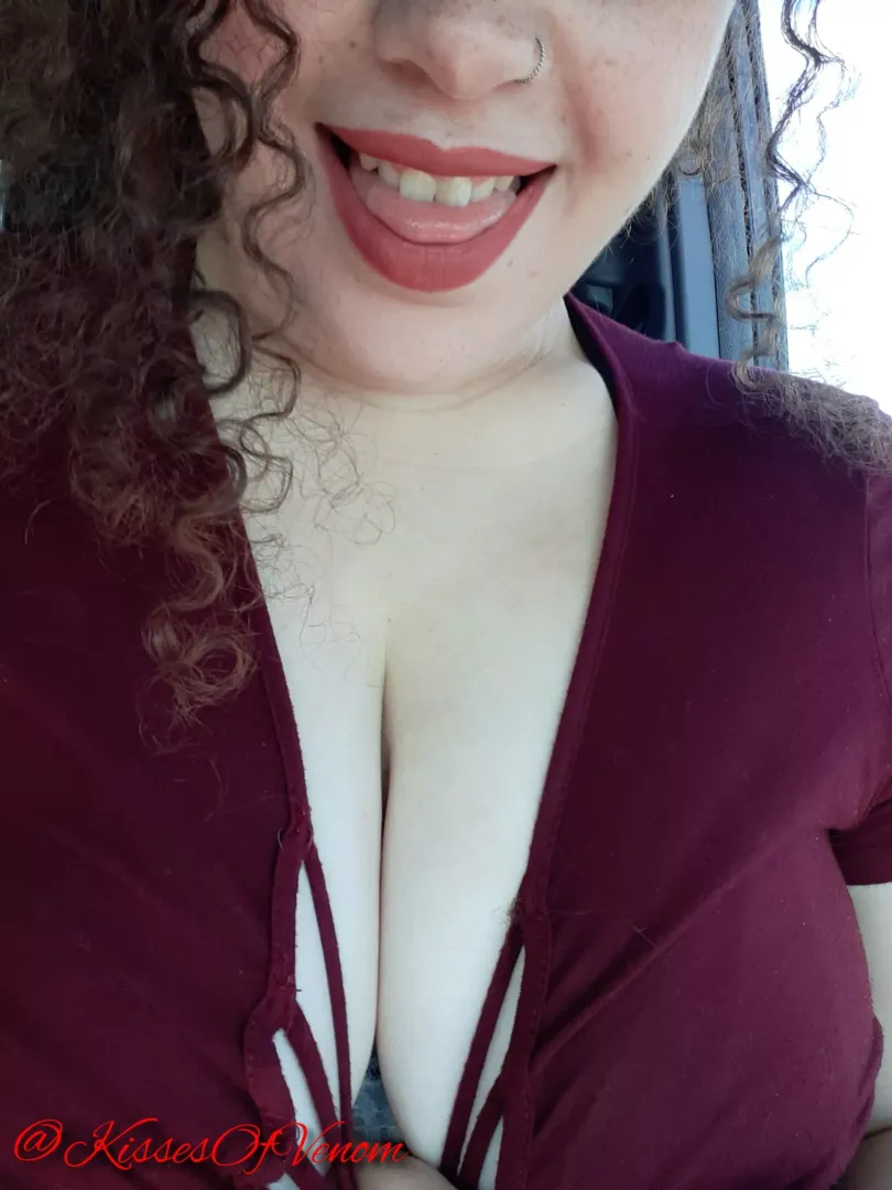 Flashed my tits in the car! I think I might post it later😋 posted by BitchyBabe420