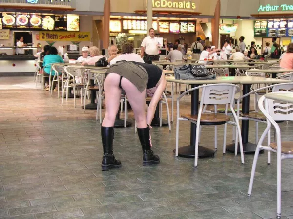 Flashing her ass in a crowded mall food court by [deleted]