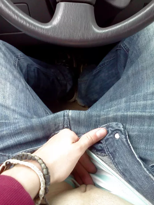 Flashing her Tight Little Shaved Pussy in Car by Aulia2002