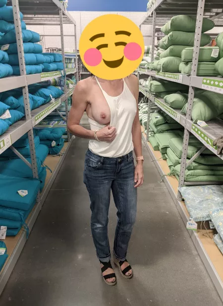 Flashing while shopping, the benefit of going braless by Captain_5