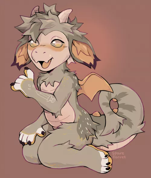Fluffiest dragon (art by me, spareferret on twitter) by bonusweasel