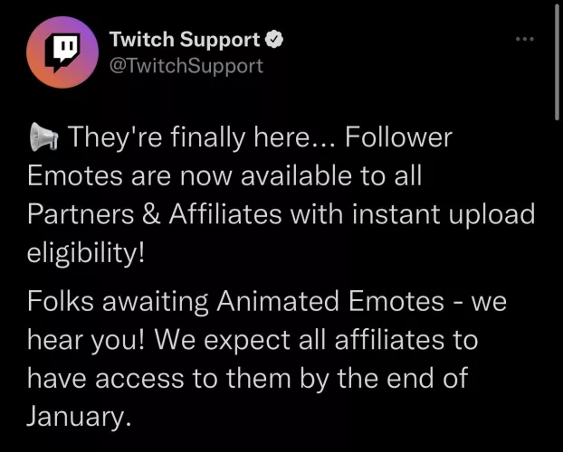 Follower emotes available for Affiliates and Partners by EvenMoreAmor