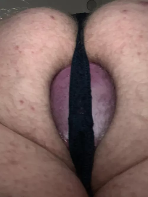 For my cake day have a picture of me (m36) wear my thong and trying to hide my medium egg plug from bad dragon by soullesseyes85
