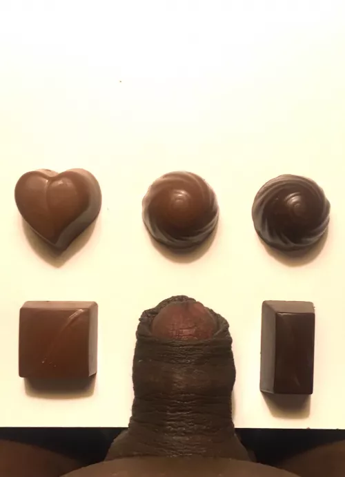 For Valentine's Day, a selection of small chocolates compared to my small chocolate by lilblkdck