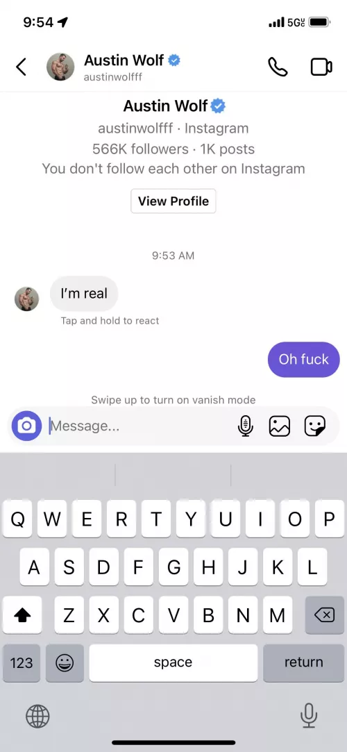 Found Austin Wolf on Grindr and verified through Instagram. by Background-Ordinary5