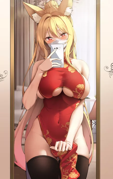 Fox Girl in China Dress [oirginal] by TheAmazingAltAcc