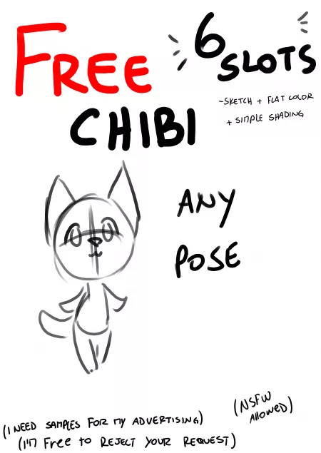 FREE CHIBI - simple - PROVIDE A POSE and an action if you want (eating a cookie, smoking, etc) by natt333_