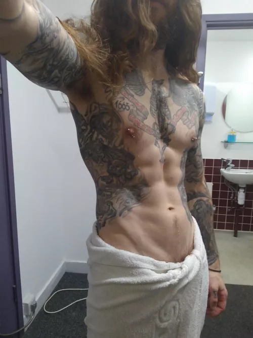 Fresh out of the shower at work after a long, hard shift. by J-Cea