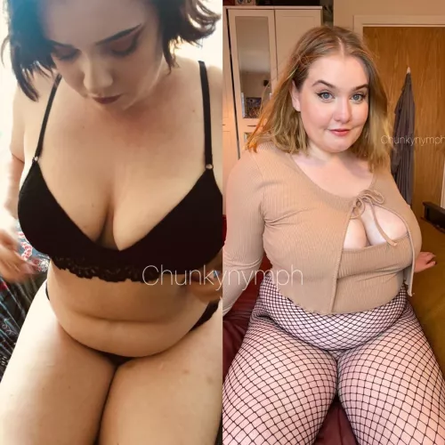 From chubby to chubbier. It’s taken a while to love my body but I love it no matter the size ❤️ by chunkynymph