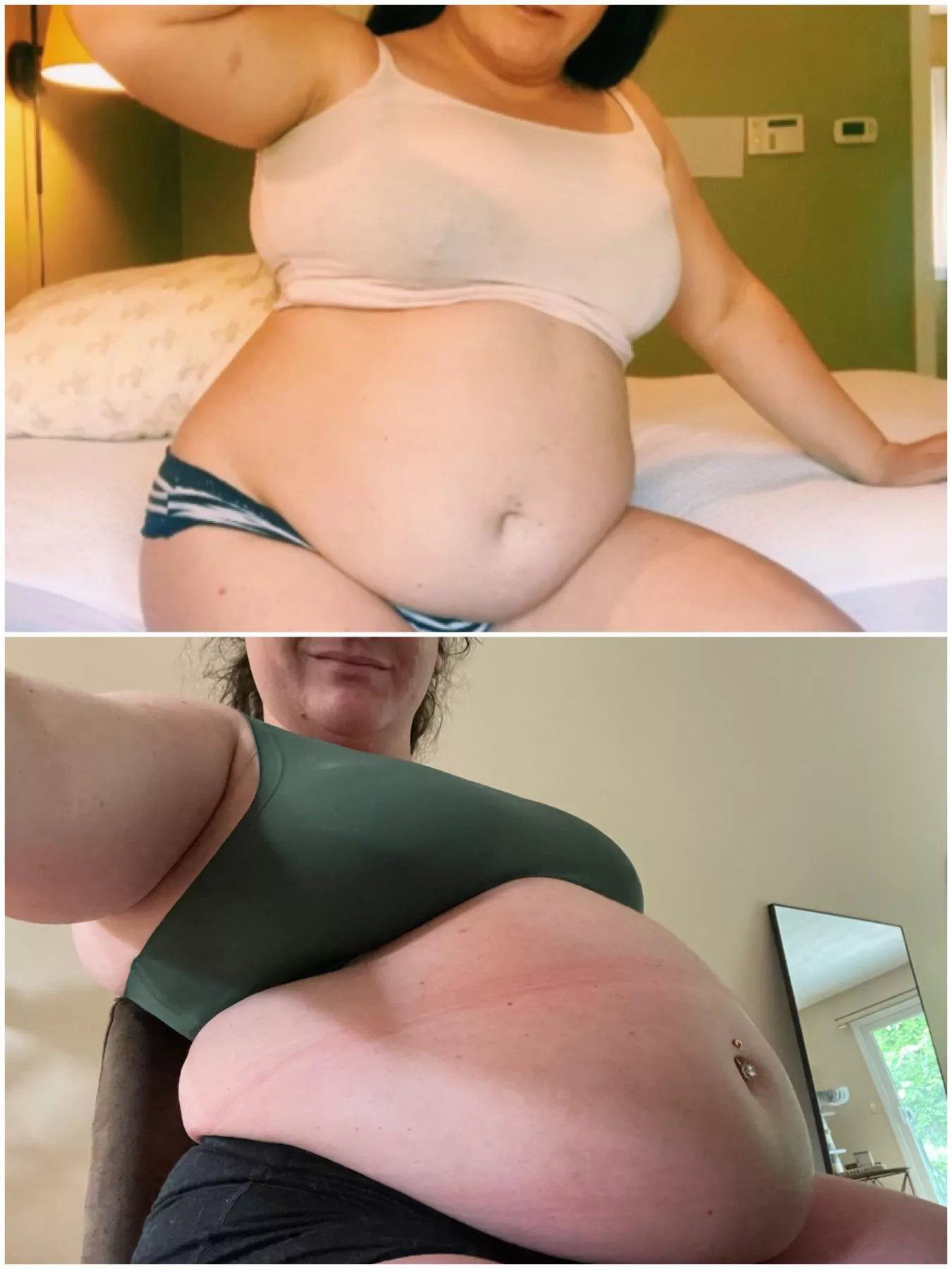 From my early gain days till now. Look at how big that gut has grown 😍😍 posted by curvagecaseyBBW