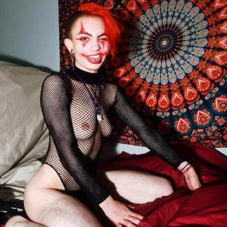 (ftm, he/him) no gear yet, can I still be a clowny pup? 🥺🐶🤡 by DirtySquare