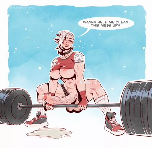 Futa hard at the gym (SensualStroke) by Vikalex_Art