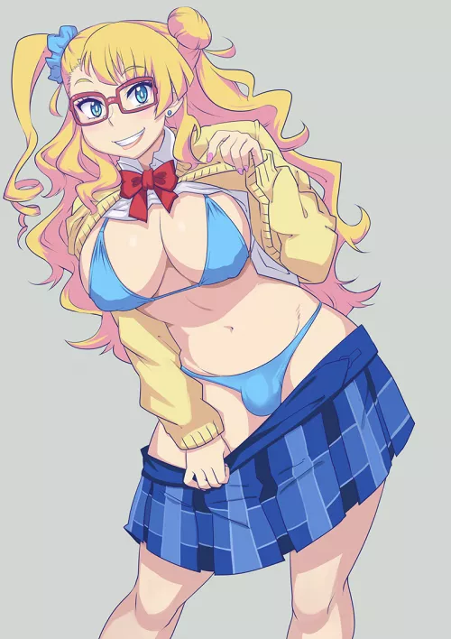 Galko Undressing Bikini Underneath (Knightgawain) [Please Tell Me! Galko-chan] by sequence_string