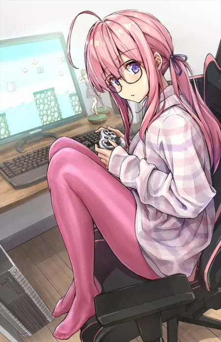 Gaming on her PC [Original] by CheetahSperm18