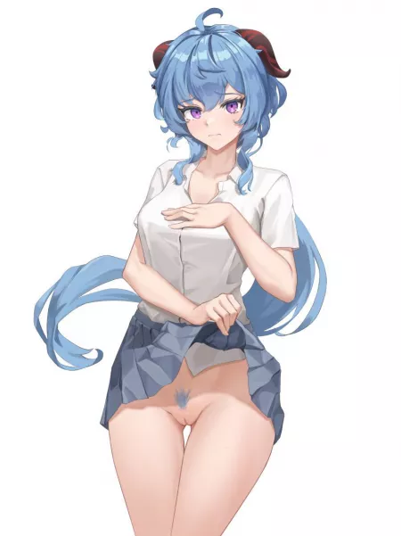 Ganyu in school uniform by cron-