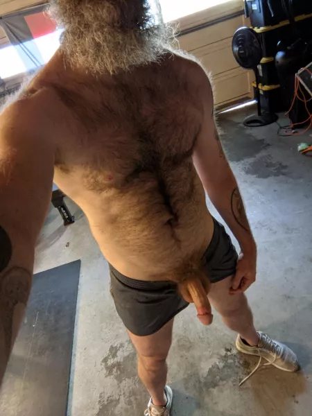 Garage workout time. I should bend over and tie my shoes. by dodgeballislife