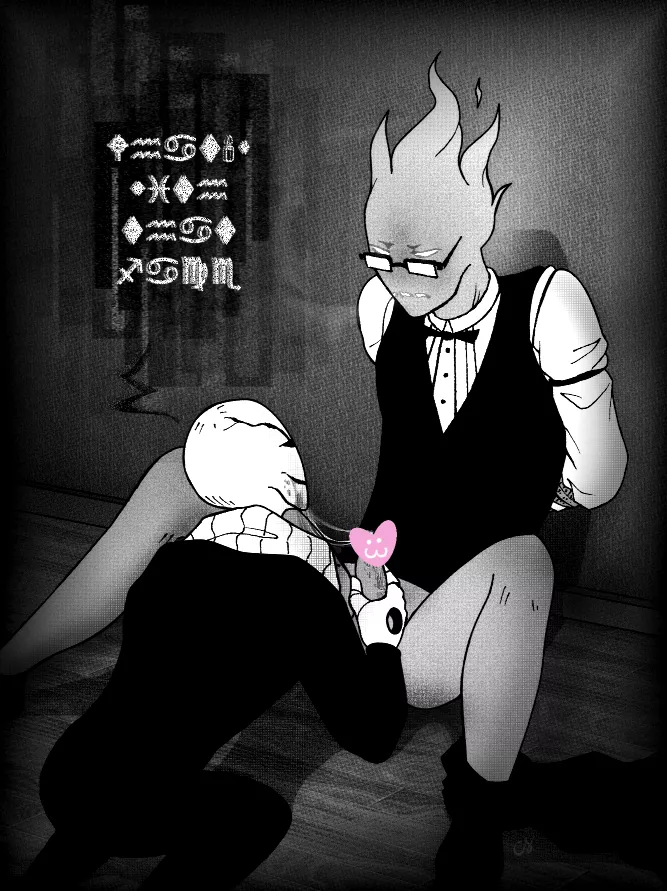 [Gaster] x [grillby] posted by funkopopsus